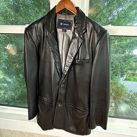 Mens Crémieux Genuine Lambskin Black Leather Blazer Size M - Picture 15 of 15